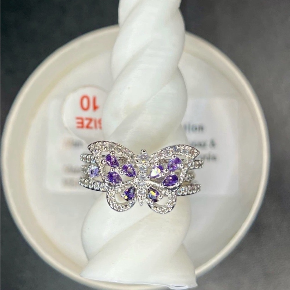 NWT RBP “Beautiful Transformation” Lymphoma Awareness Butterfly triple band ring